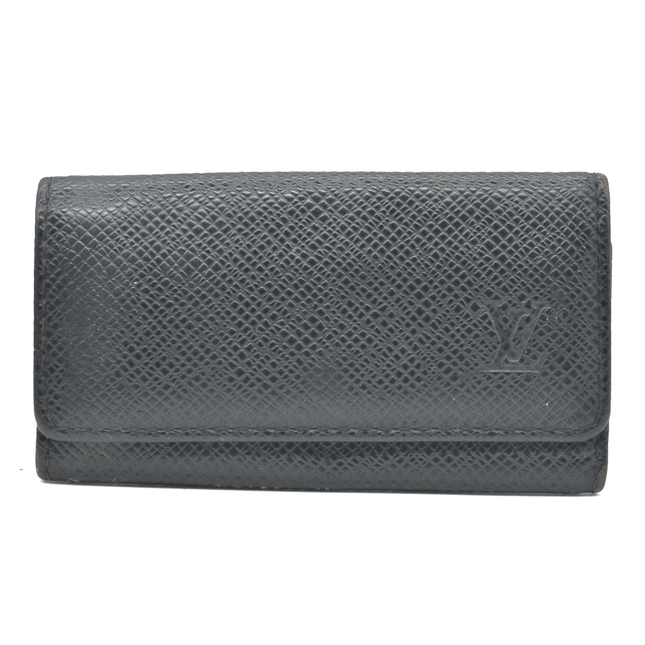 $345 Louis Vuitton Taiga Leather Multicles 4 Ring Key Case Ardoise CA1025