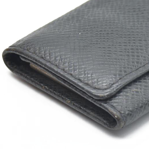 $345 Louis Vuitton Taiga Leather Multicles 4 Ring Key Case Ardoise CA1025