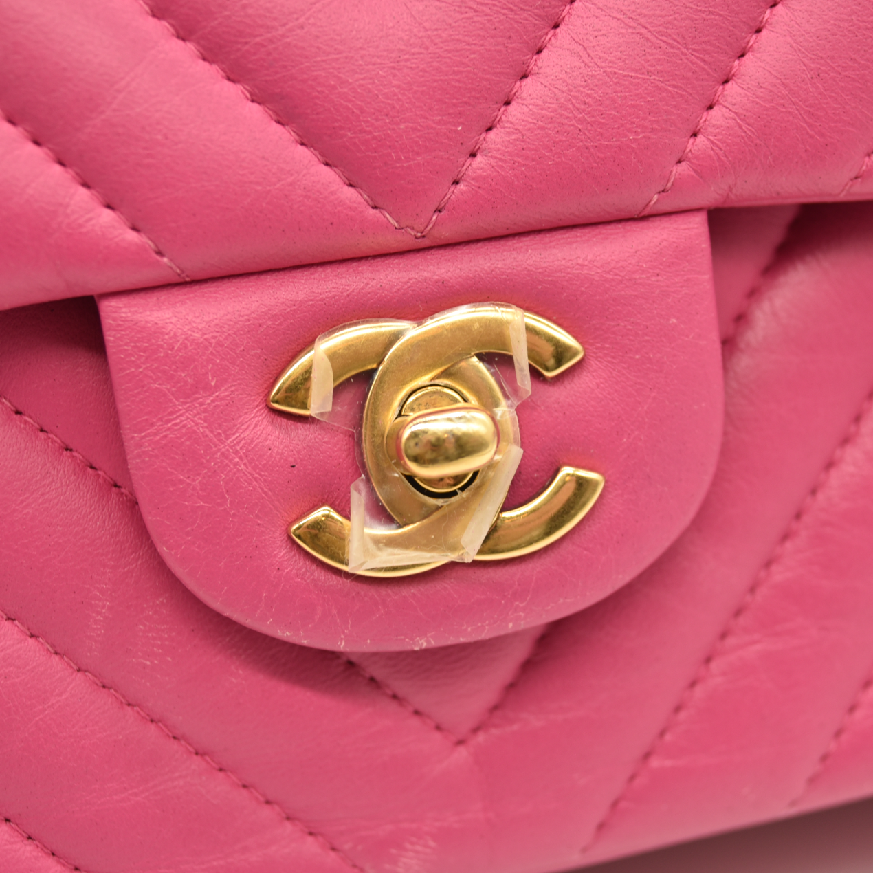 Chanel  Lambskin Chevron Quilted Medium Double Flap Pink