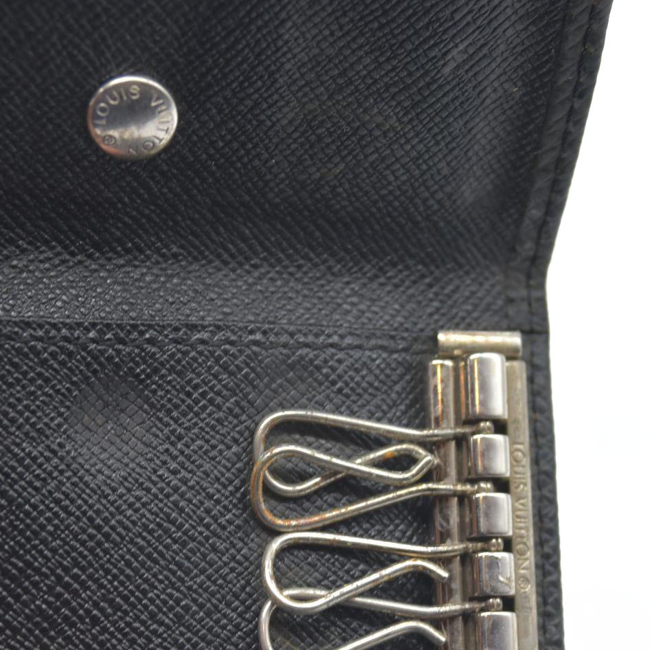 $345 Louis Vuitton Taiga Leather Multicles 4 Ring Key Case Ardoise CA1025
