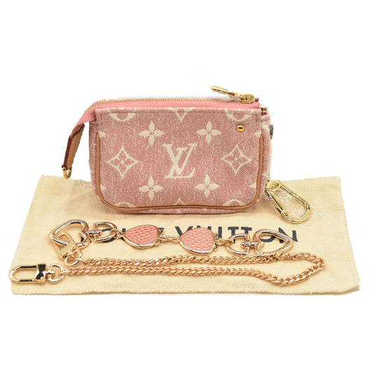 LOUIS VUITTON Denim Jacquard Monogram Micro Pochette Accessories Rose