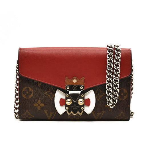 LOUIS VUITTON Monogram Tribal Mask Chain Wallet Rouge