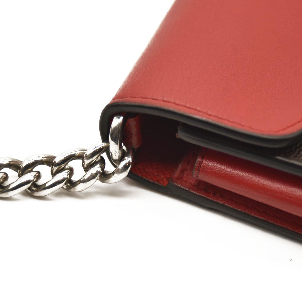 LOUIS VUITTON Monogram Tribal Mask Chain Wallet Rouge