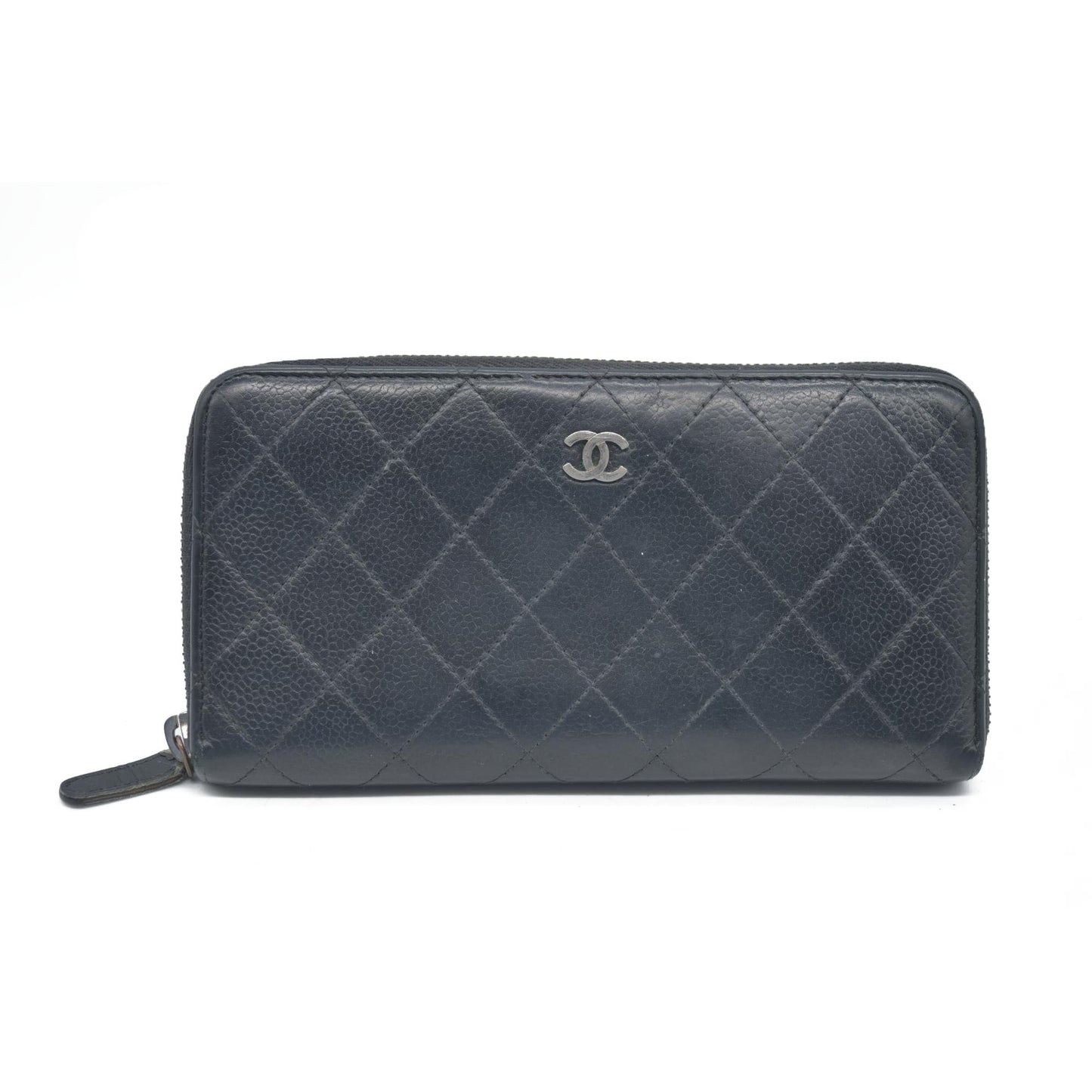 $1200 Chanel 2011 Caviar Leather Zip Around Long Wallet