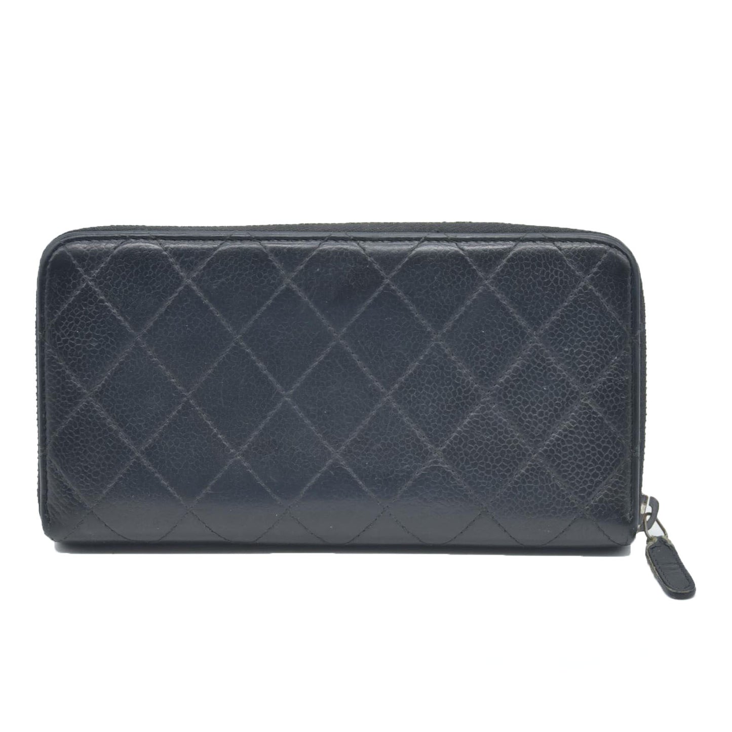 $1200 Chanel 2011 Caviar Leather Zip Around Long Wallet