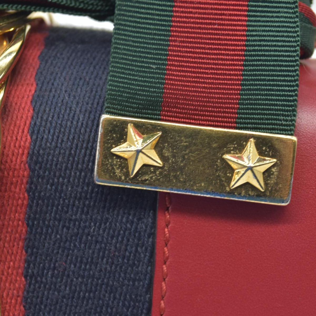 $1980 Gucci Calfskin Mini Sylvie Chain Shoulder Bag Hibiscus Red