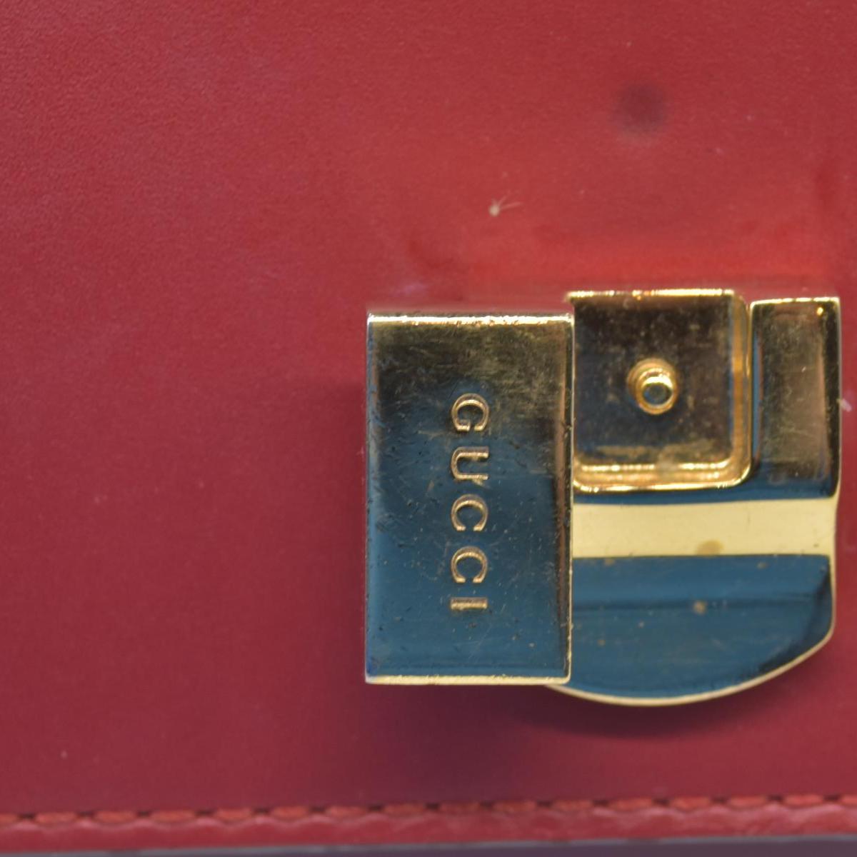 $1980 Gucci Calfskin Mini Sylvie Chain Shoulder Bag Hibiscus Red