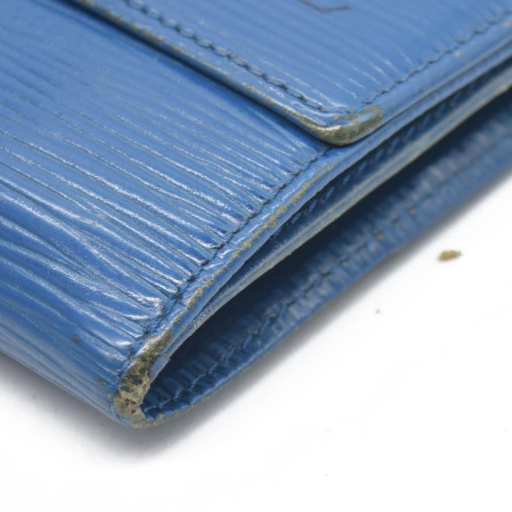 $695 1993 Louis Vuitton Epi Elise Trifold Wallet Blue MI0923