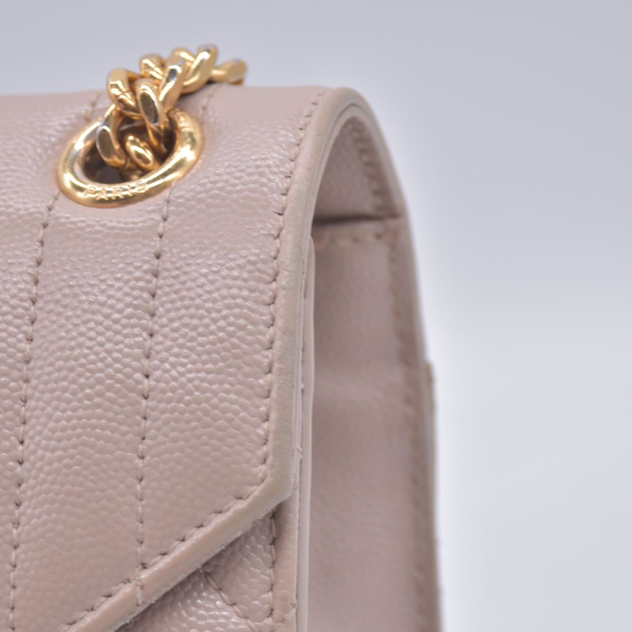 $3300 2021 Saint Laurent Grain De Poudre Textured Mixed Matelasse Medium Triquilt Monogram Satchel Beige
