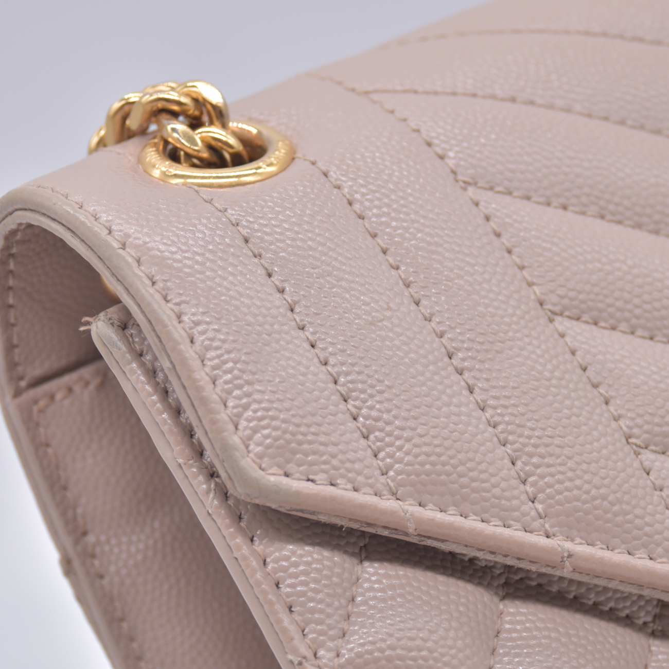 $3300 2021 Saint Laurent Grain De Poudre Textured Mixed Matelasse Medium Triquilt Monogram Satchel Beige