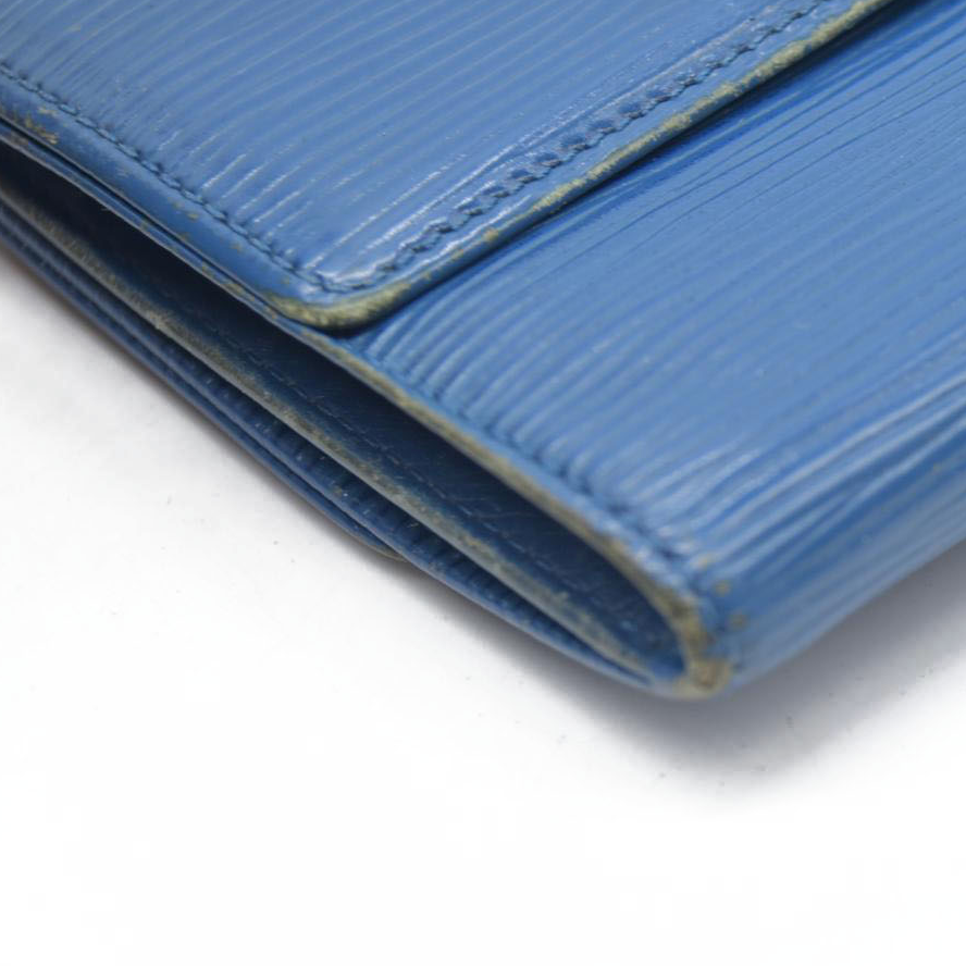 $695 1993 Louis Vuitton Epi Elise Trifold Wallet Blue MI0923