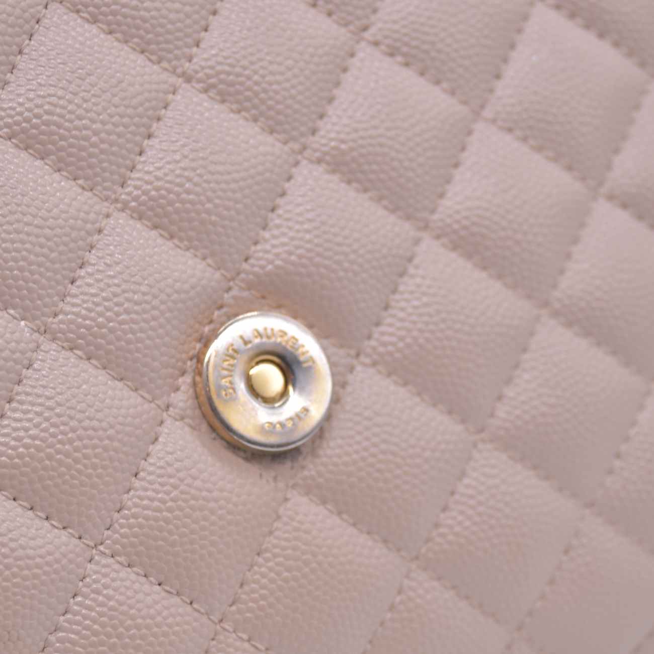 $3300 2021 Saint Laurent Grain De Poudre Textured Mixed Matelasse Medium Triquilt Monogram Satchel Beige