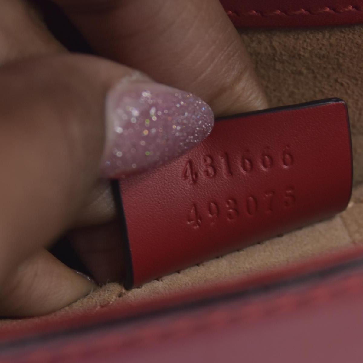 $1980 Gucci Calfskin Mini Sylvie Chain Shoulder Bag Hibiscus Red