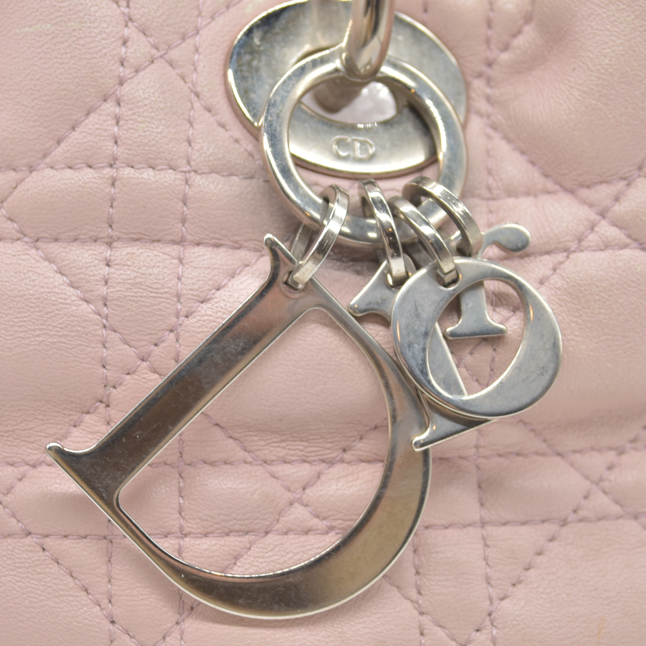 $2550 Dior Pink Cannage Quilted Leather Lady Dior Small Tote Bag