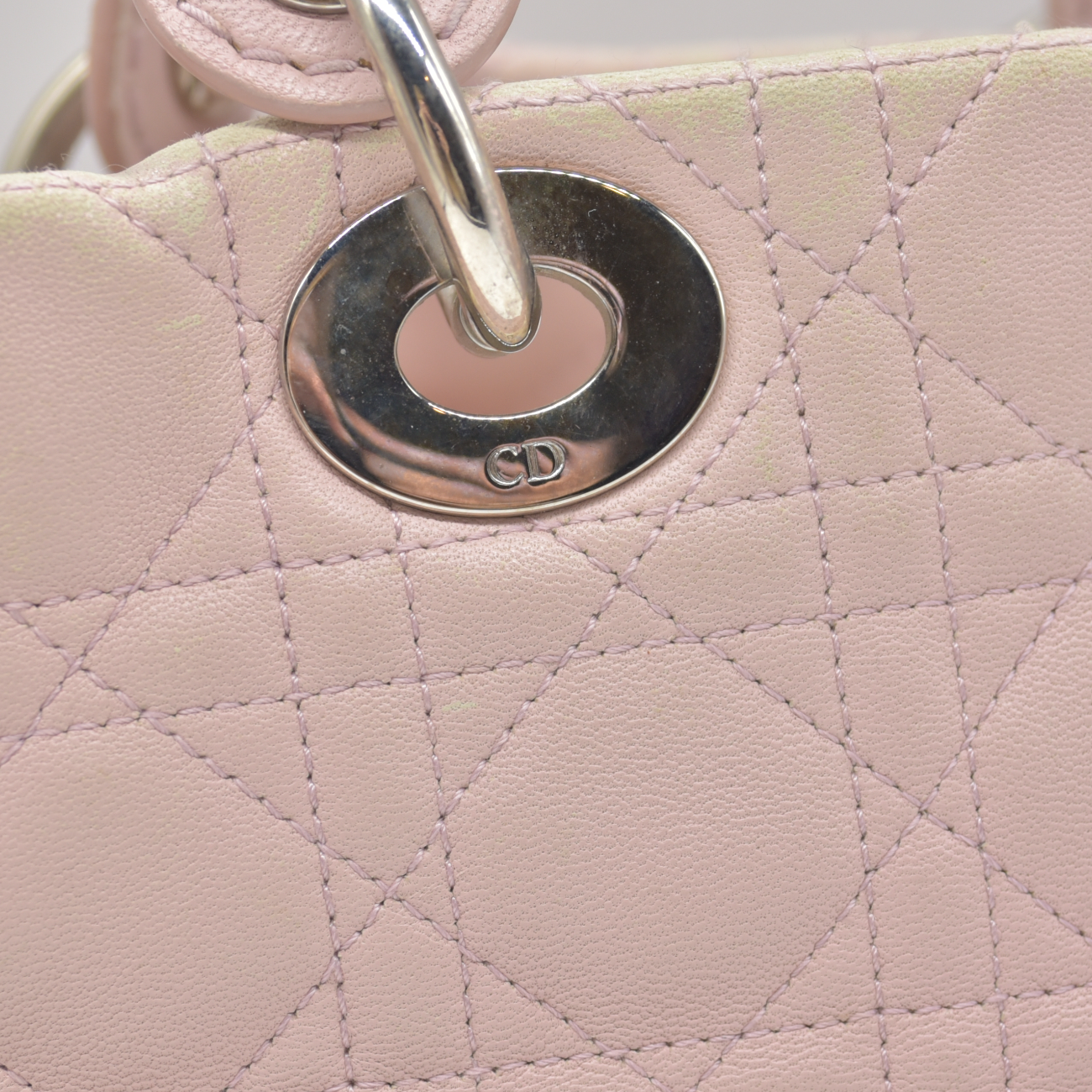 $2550 Dior Pink Cannage Quilted Leather Lady Dior Small Tote Bag
