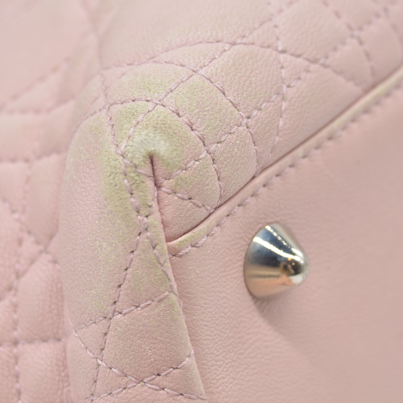 $2550 Dior Pink Cannage Quilted Leather Lady Dior Small Tote Bag