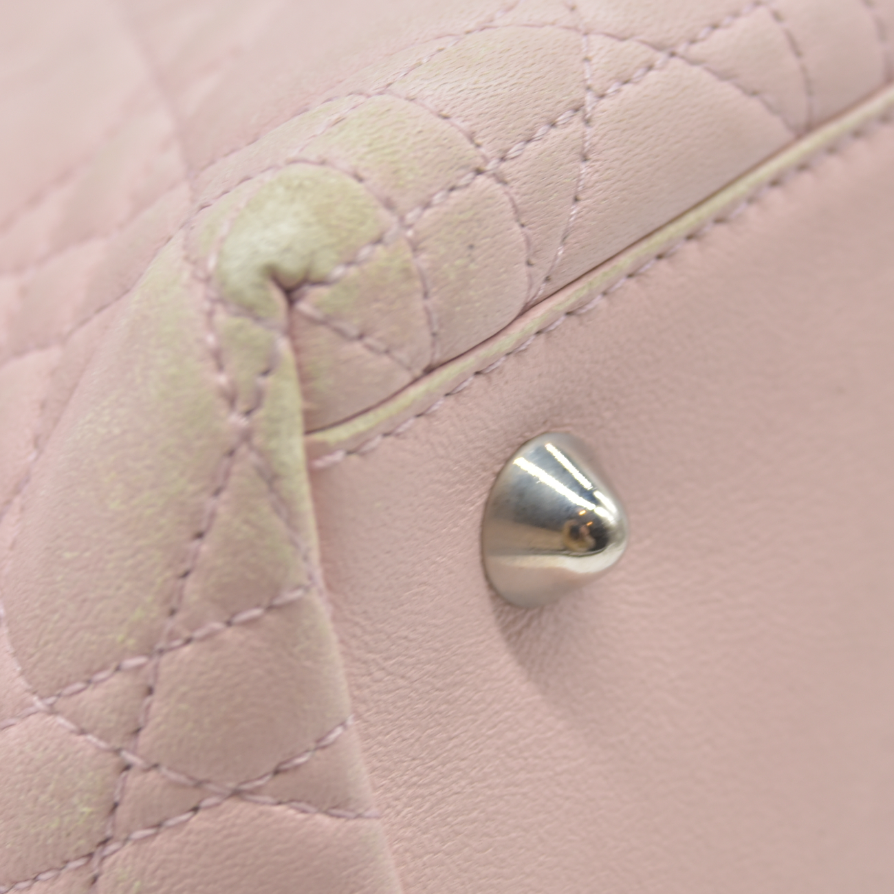 $2550 Dior Pink Cannage Quilted Leather Lady Dior Small Tote Bag