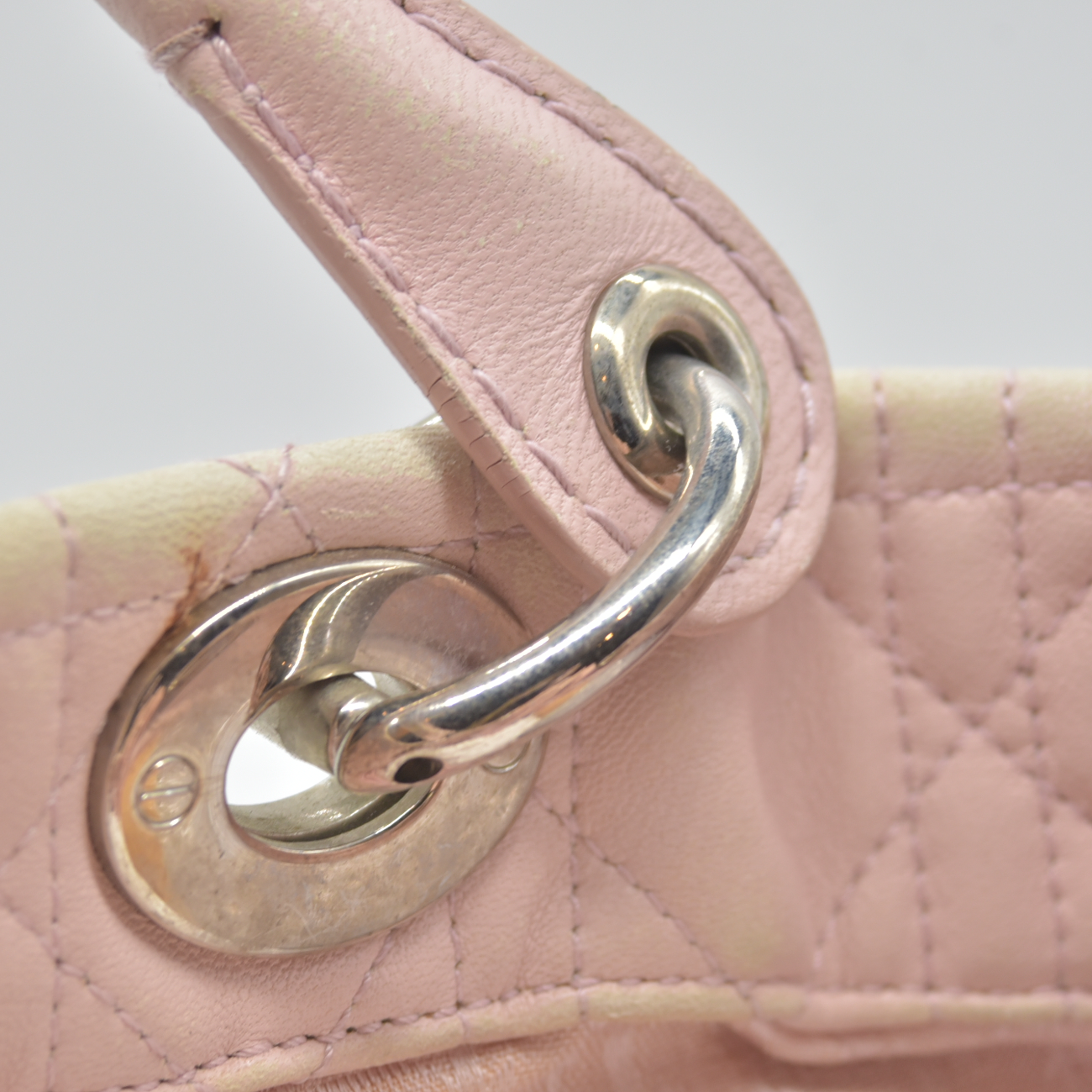 $2550 Dior Pink Cannage Quilted Leather Lady Dior Small Tote Bag