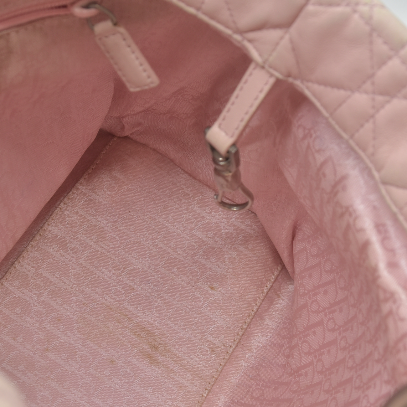 $2550 Dior Pink Cannage Quilted Leather Lady Dior Small Tote Bag