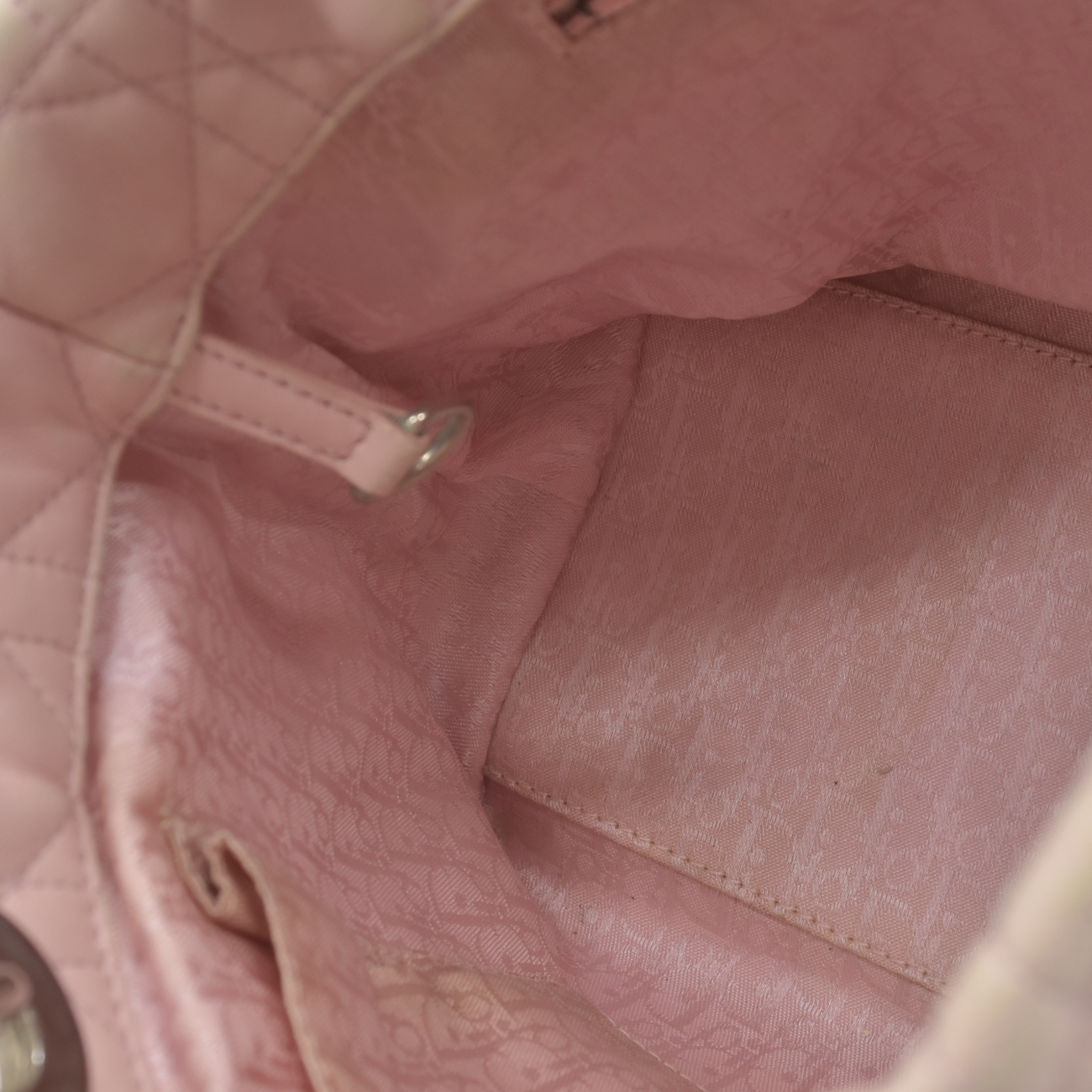 $2550 Dior Pink Cannage Quilted Leather Lady Dior Small Tote Bag