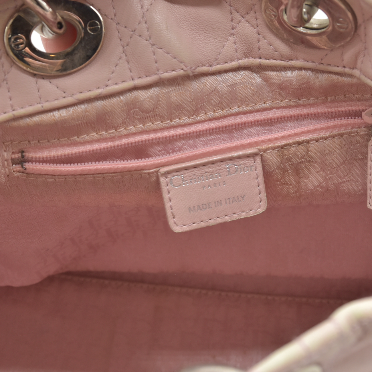 $2550 Dior Pink Cannage Quilted Leather Lady Dior Small Tote Bag