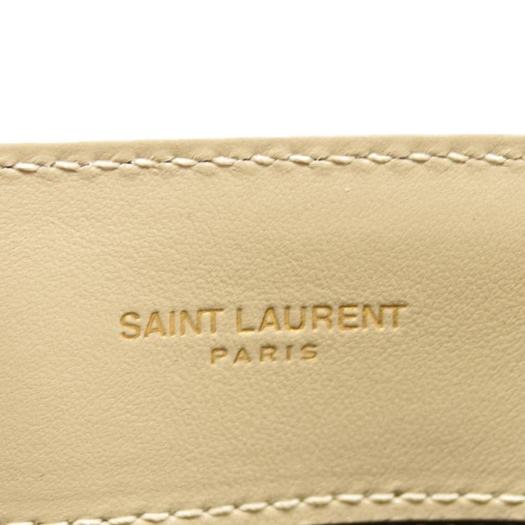 SAINT LAURENT Calfskin Y Quilted Monogram Small Loulou Chain Satchel Crema Soft