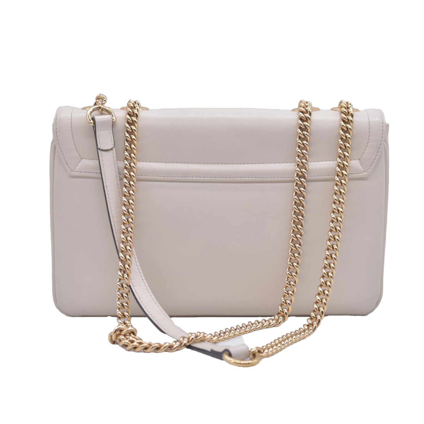 $2980 GUCCI Smooth Calfskin Medium Rajah Shoulder Bag White CONSIGNMENT