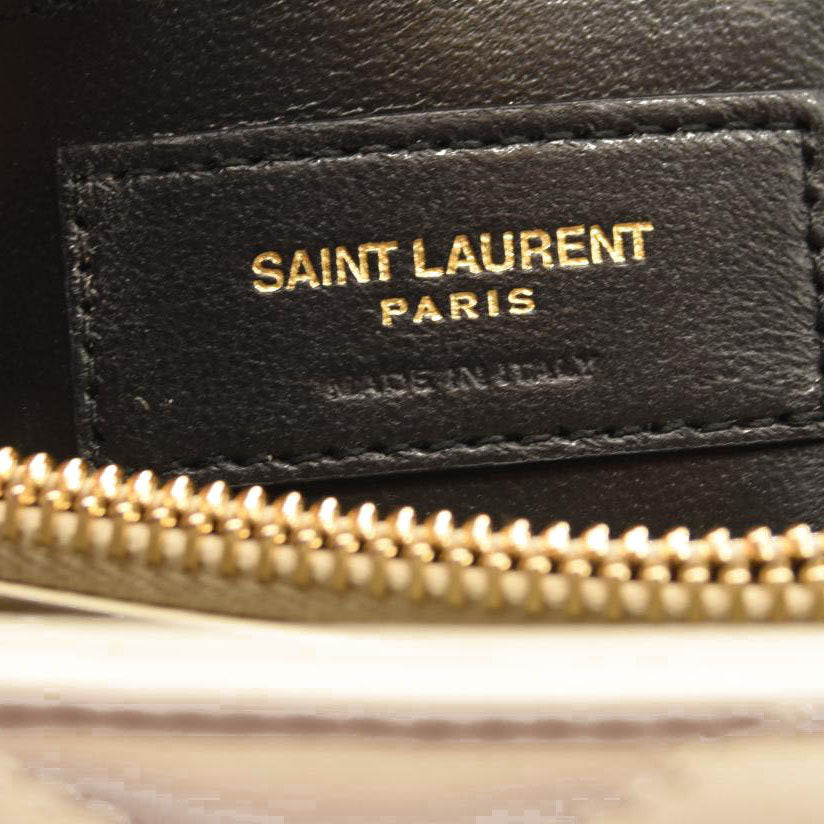 SAINT LAURENT Calfskin Y Quilted Monogram Small Loulou Chain Satchel Crema Soft