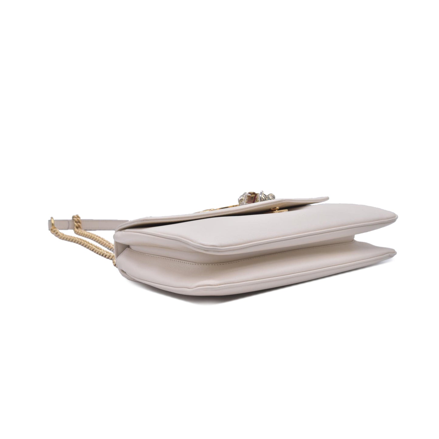 $2980 GUCCI Smooth Calfskin Medium Rajah Shoulder Bag White CONSIGNMENT