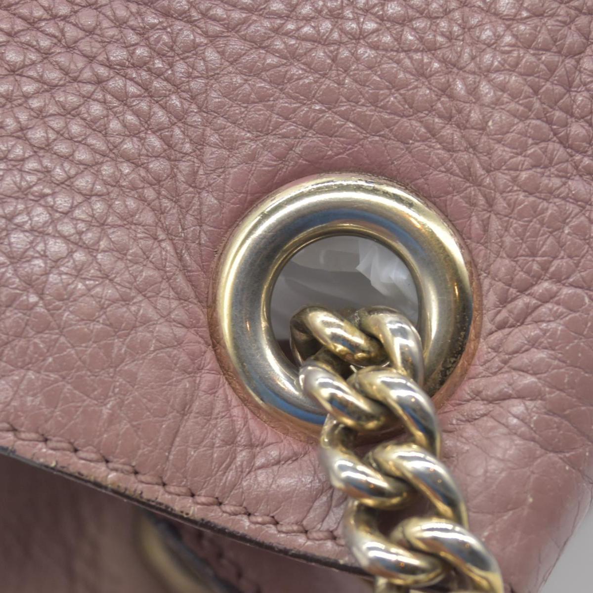 Gucci Pebbled Calfskin Medium Soho Chain Shoulder Bag Antique Rose
