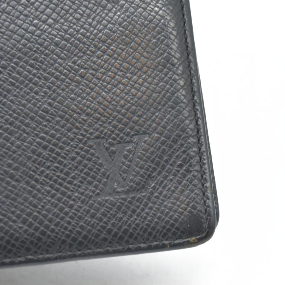$765 Louis Vuitton Taiga Brazza Wallet Black Leather Long Wallet MI0060 2000