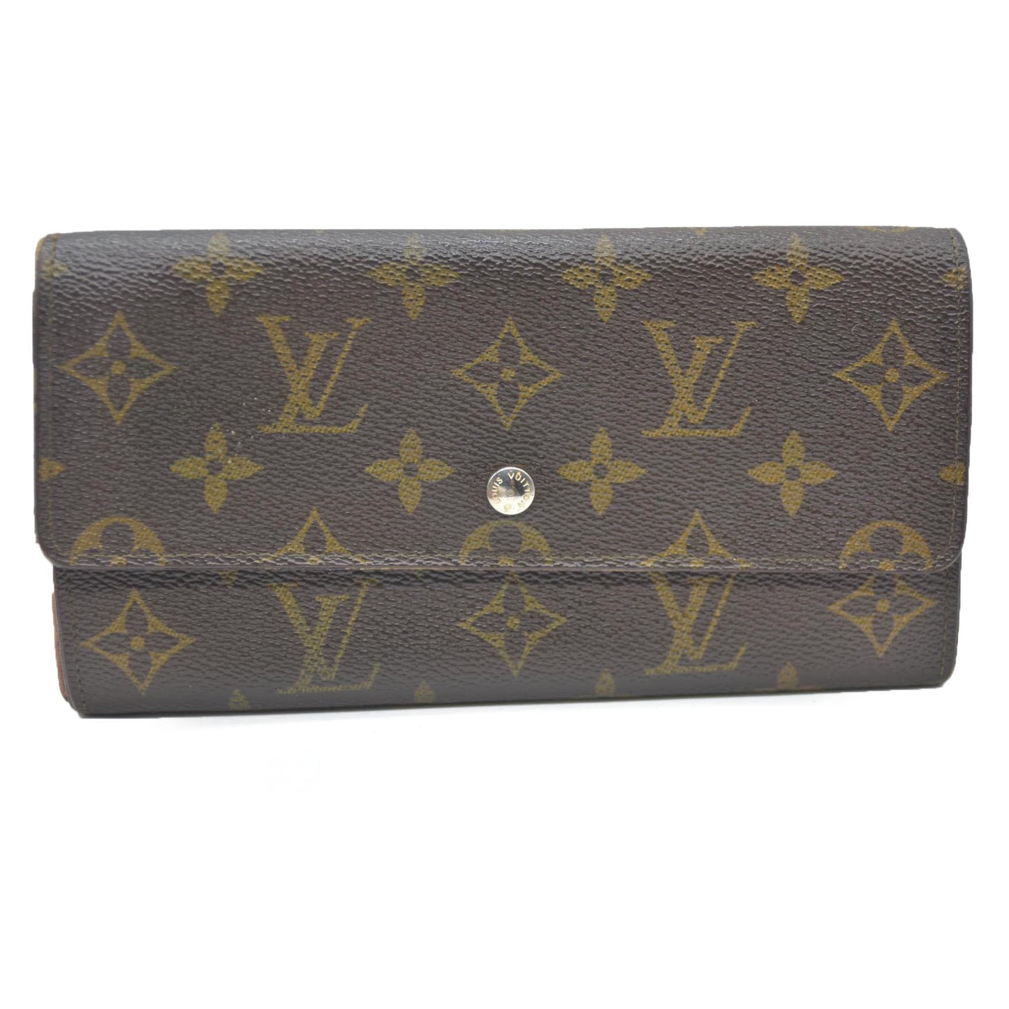 Louis Vuitton Monogram Portefeiulle Sarah Long Bifold Wallet Brown 882AN