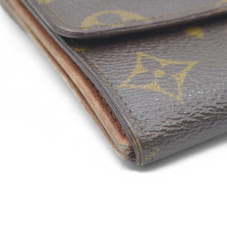 Louis Vuitton Monogram Portefeiulle Sarah Long Bifold Wallet Brown 882AN