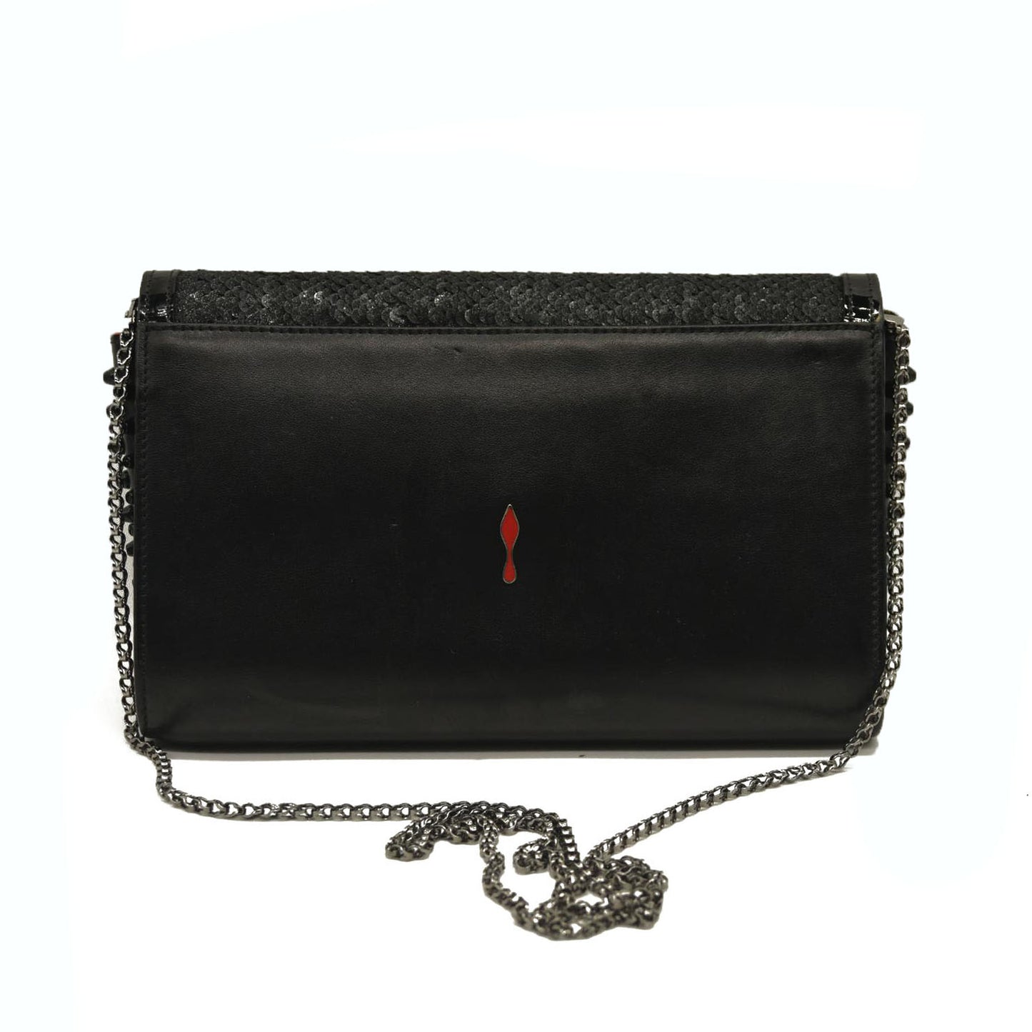 Christian Louboutin  Calfskin Pailette Spikes Paloma Clutch Black