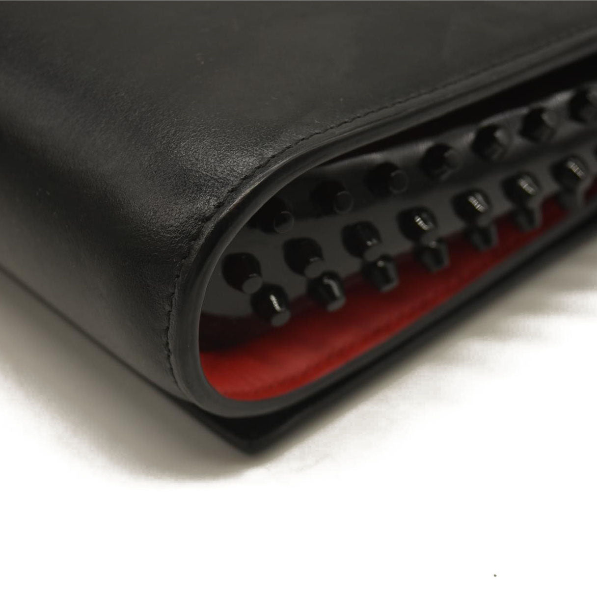 Christian Louboutin  Calfskin Pailette Spikes Paloma Clutch Black