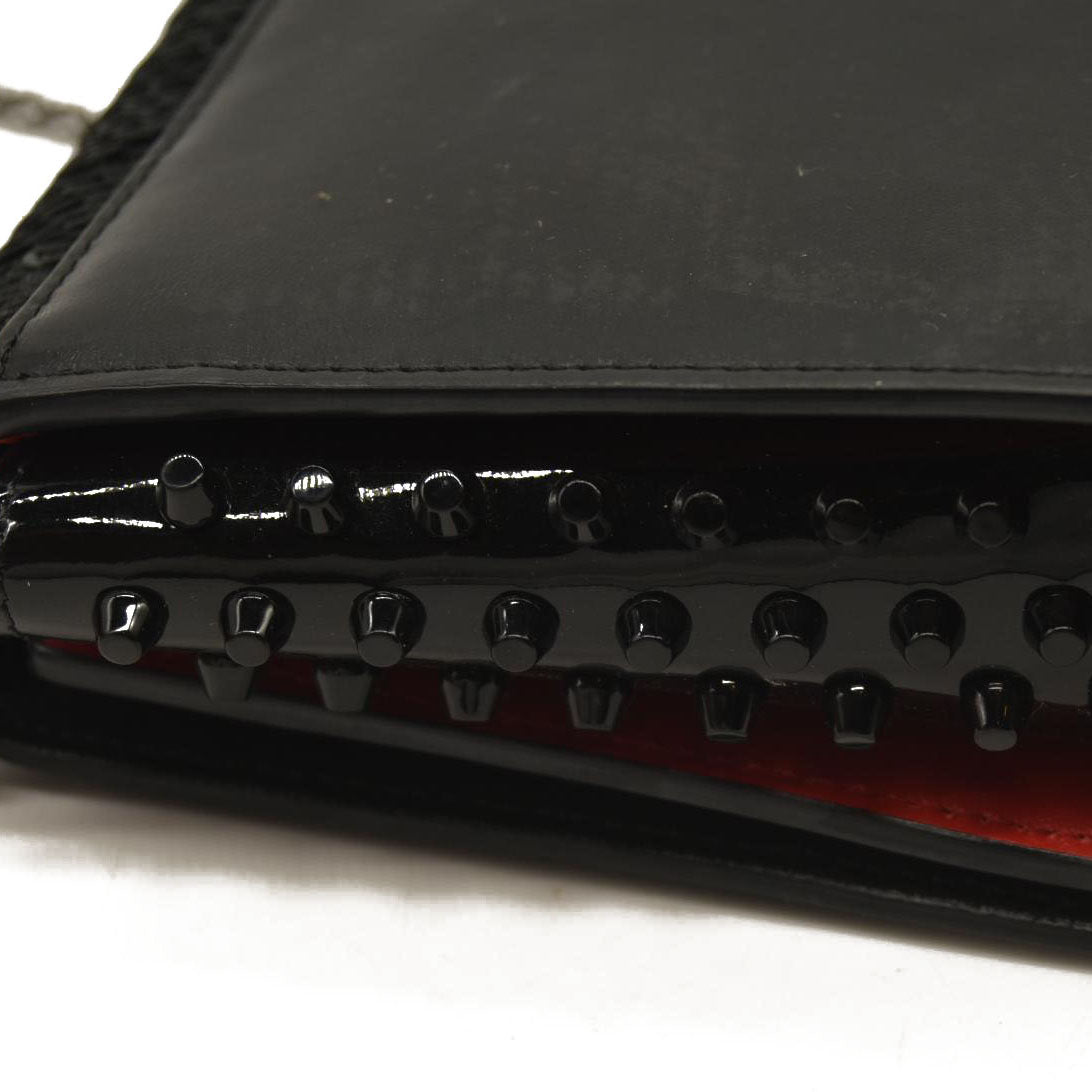 Christian Louboutin  Calfskin Pailette Spikes Paloma Clutch Black