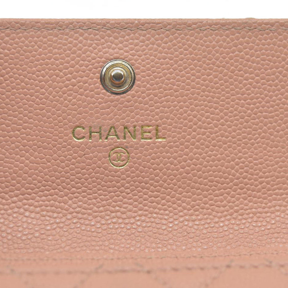 Chanel Quilted CC Flap Card Holder Interlocking CC Logo Trifold Wallet
