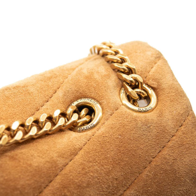 Saint Laurent Small Beige Suede Loulou Shoulder Bag YSL Monogram