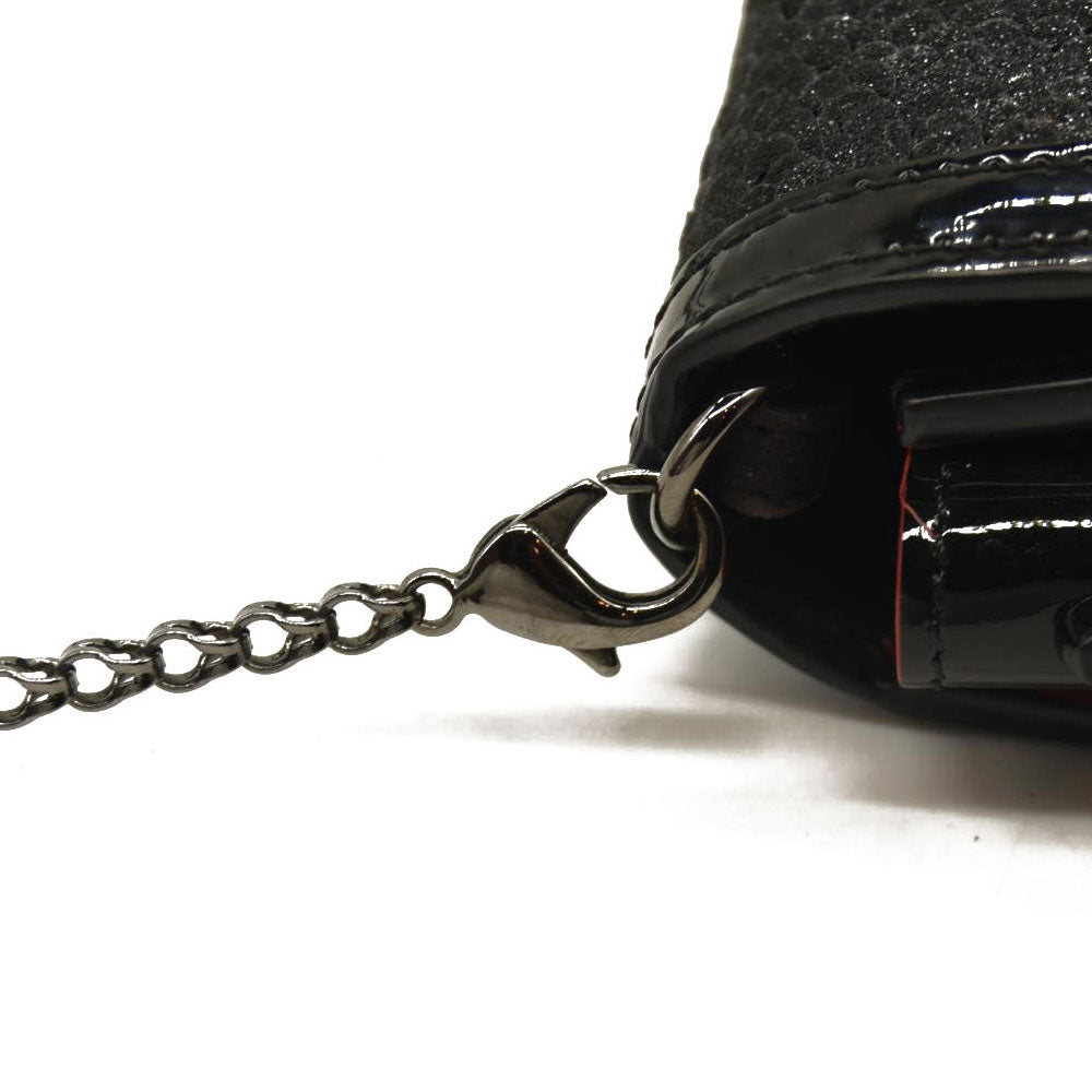 Christian Louboutin  Calfskin Pailette Spikes Paloma Clutch Black
