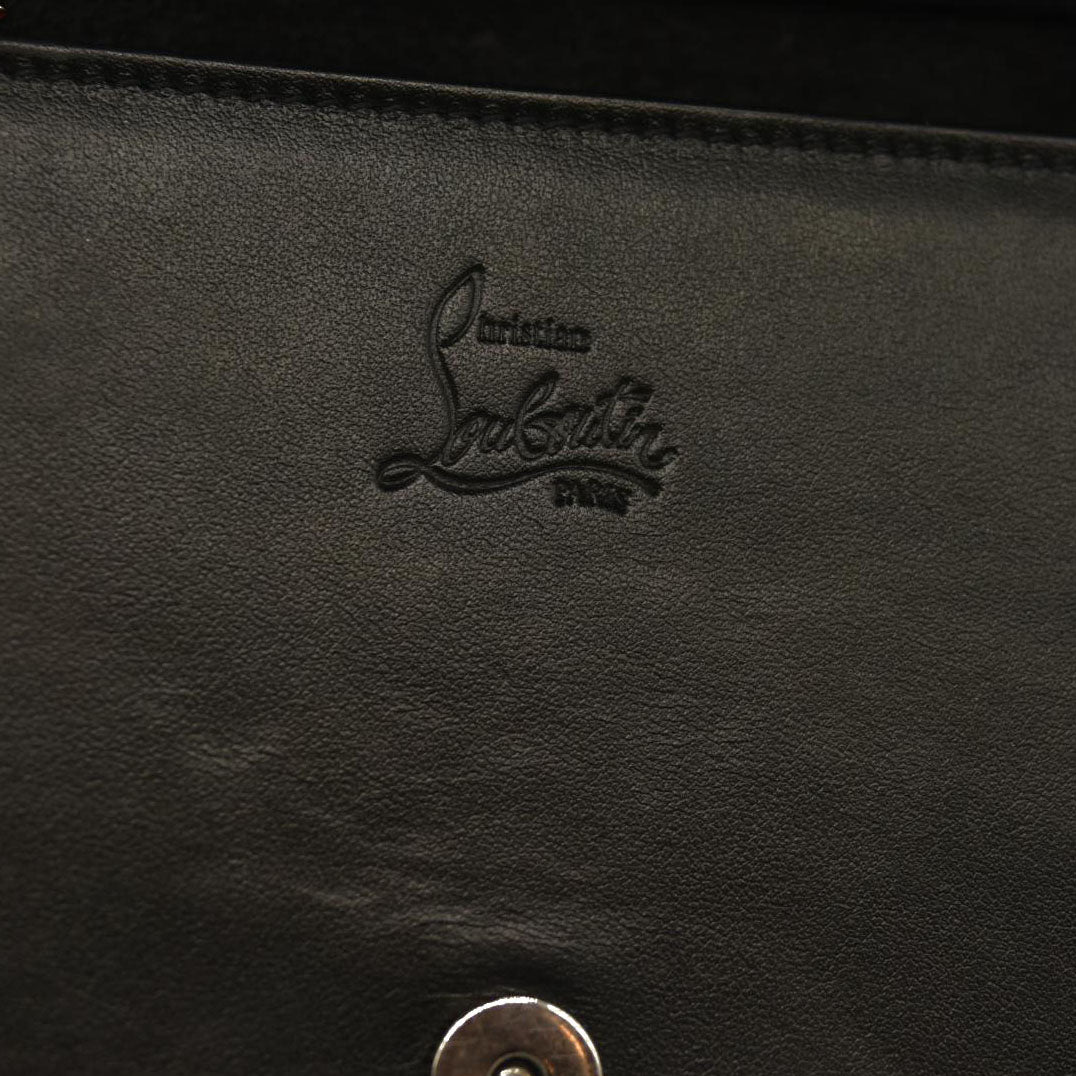 Christian Louboutin  Calfskin Pailette Spikes Paloma Clutch Black