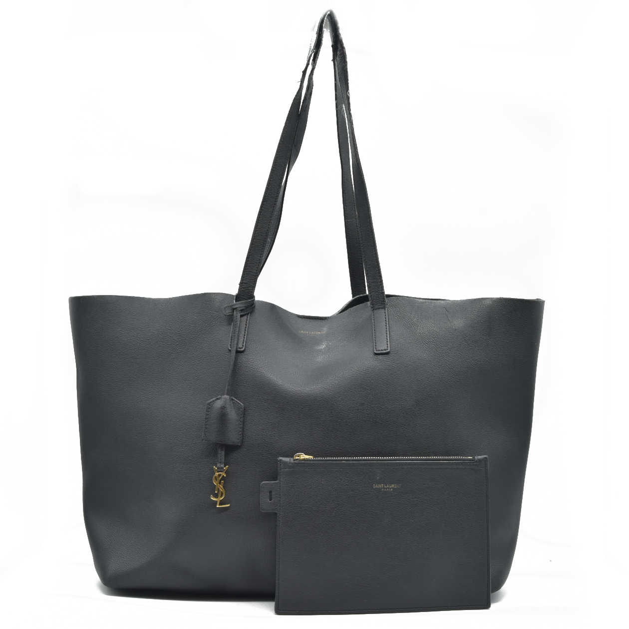 AUCTION $1550  Saint Laurent  Calfskin Large Shopping Tote Black