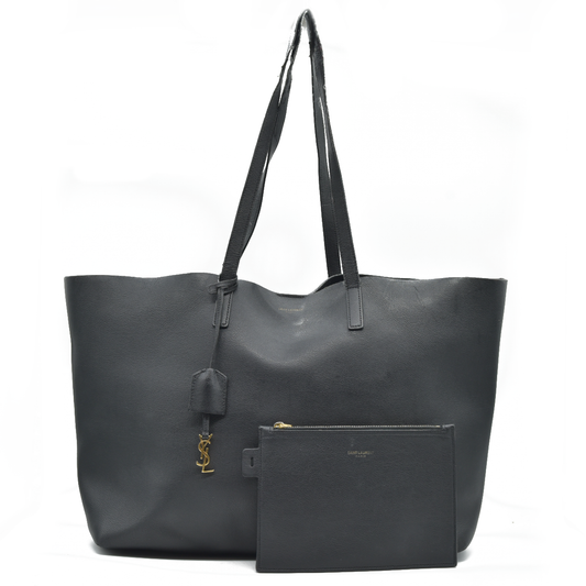 AUCTION $1550  Saint Laurent  Calfskin Large Shopping Tote Black