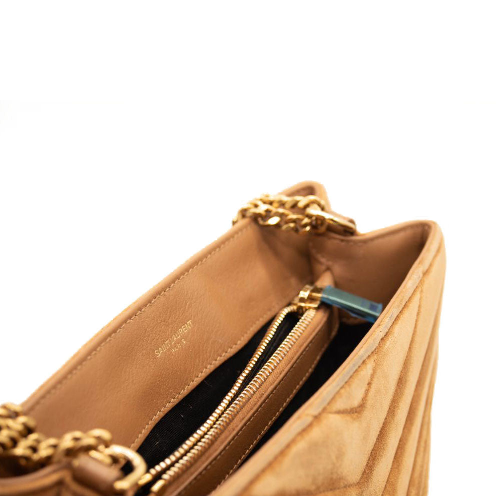 Saint Laurent Small Beige Suede Loulou Shoulder Bag YSL Monogram