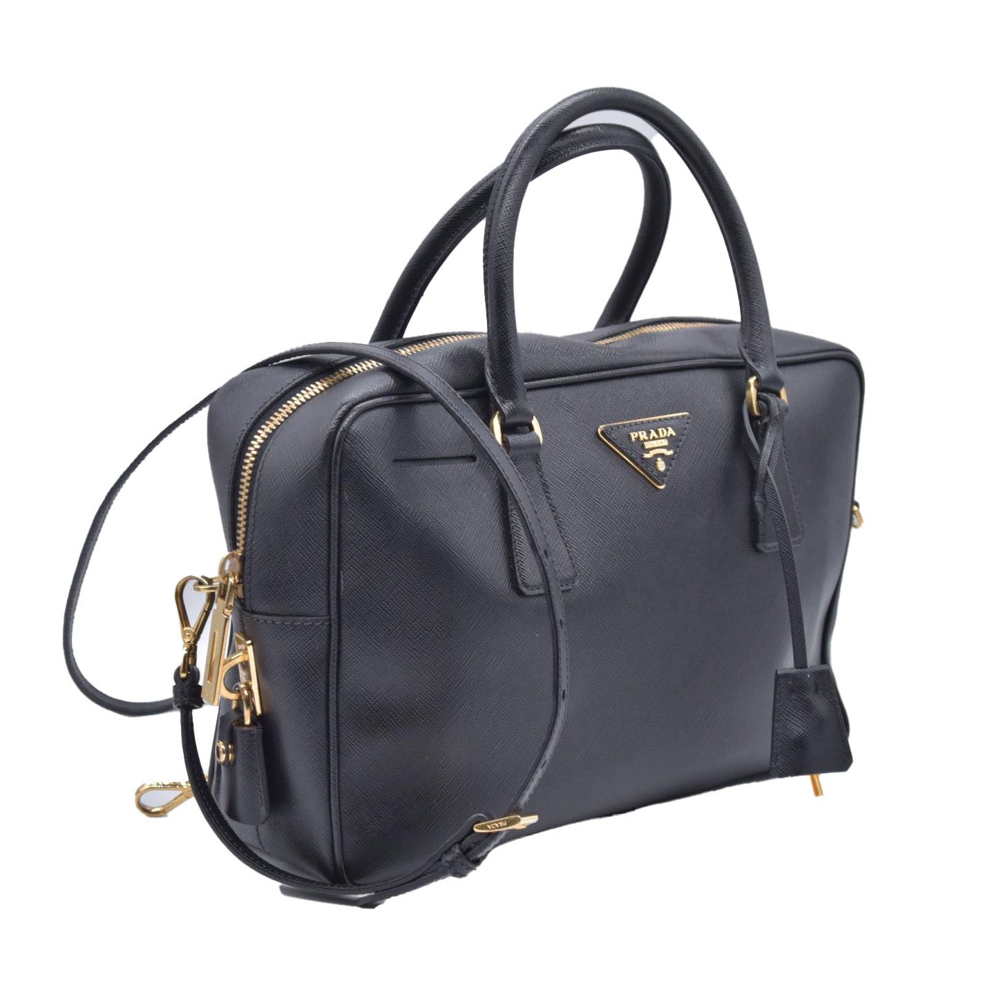 $1195 Prada Bauletto Handbag Saffiano Leather Medium CONSIGNMENT