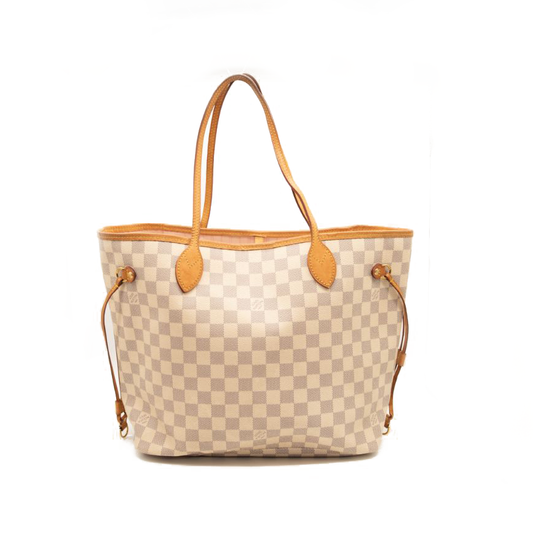 USED Louis Vuitton Damier Azur Neo Neverfull MM Rose Ballerine SR4136