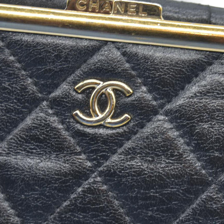 Chanel Quilted Frame Clutch With Chain