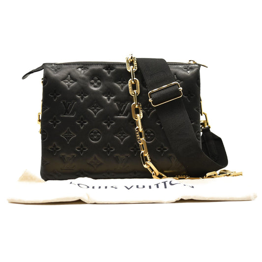 LOUIS VUITTON  Lambskin Embossed Monogram Coussin PM Black