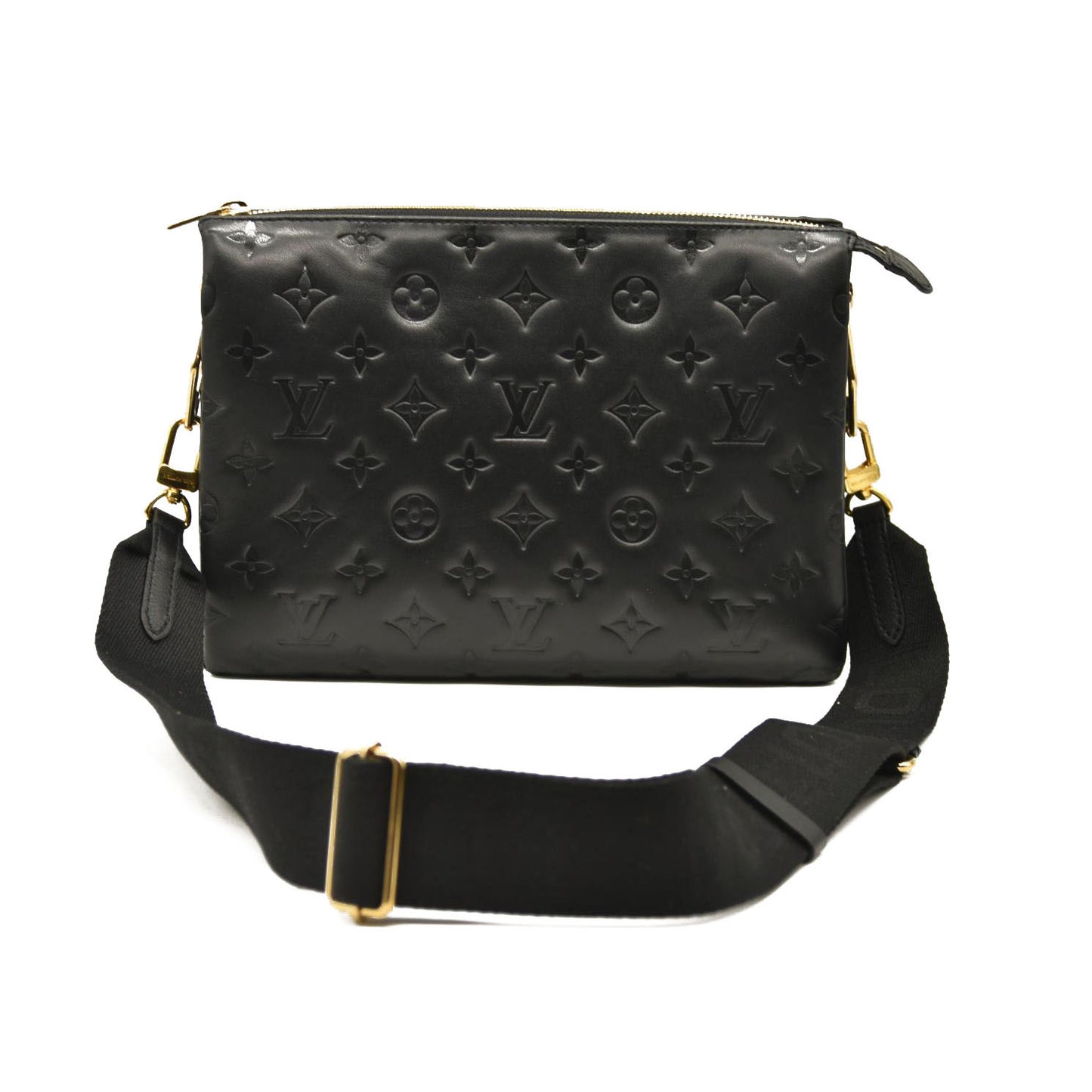 LOUIS VUITTON  Lambskin Embossed Monogram Coussin PM Black