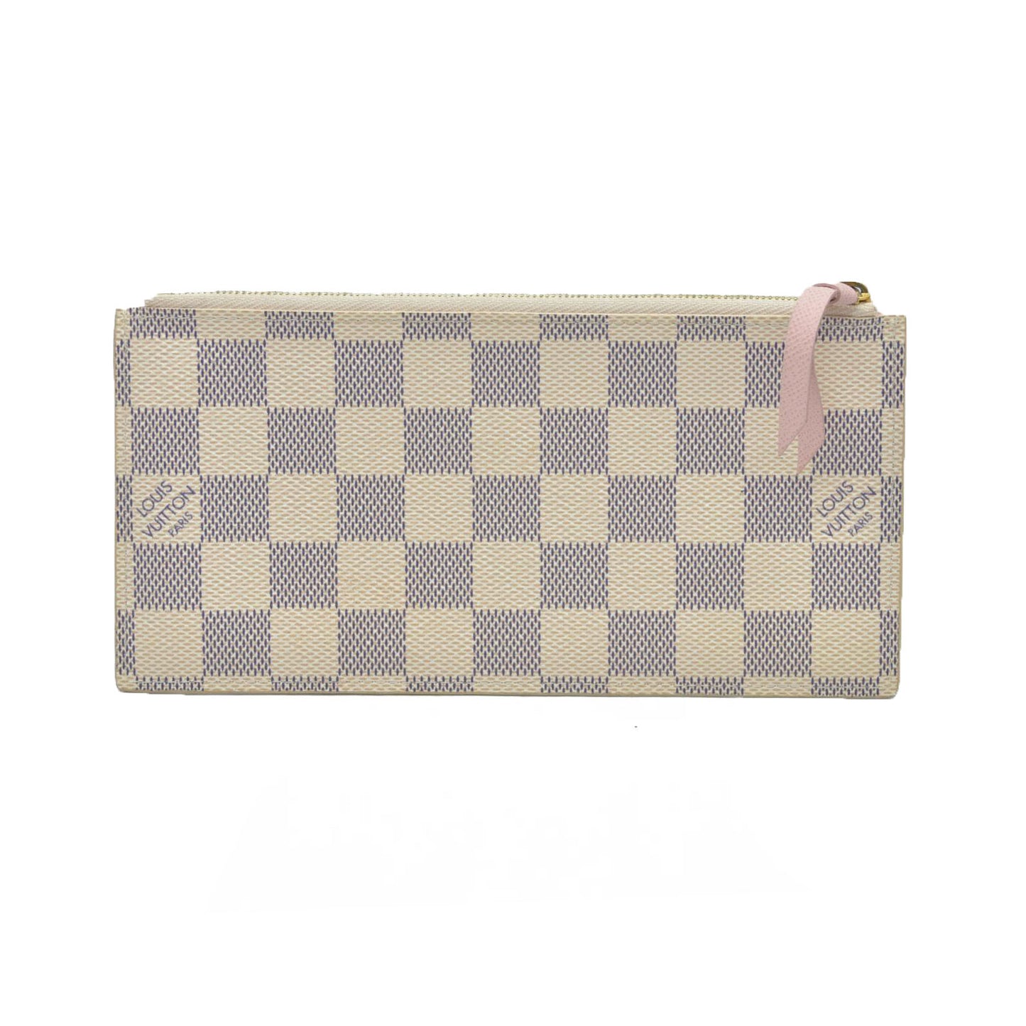 $1580 Louis Vuitton Damier Azur Pochette Félicie Wallet Zippered Insert Rose Ballerine