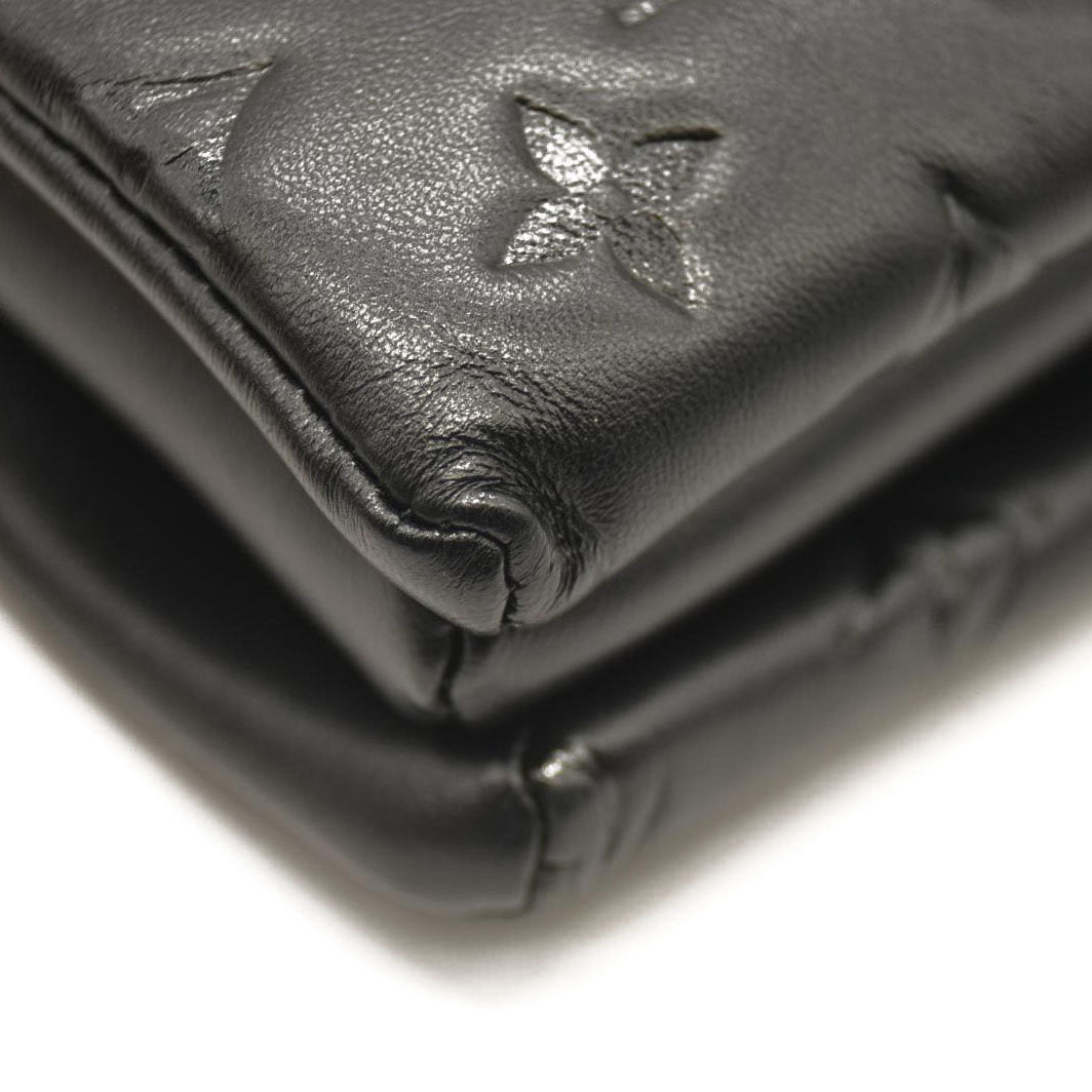 LOUIS VUITTON  Lambskin Embossed Monogram Coussin PM Black